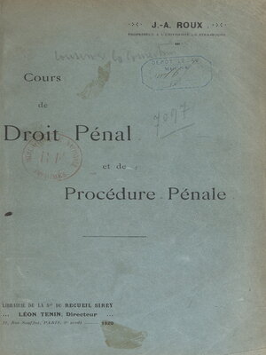 cover image of Cours de droit pénal et de procédure pénale